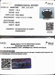 7.60/CT Natural Iolite with Govt Lab Certificate (1221)